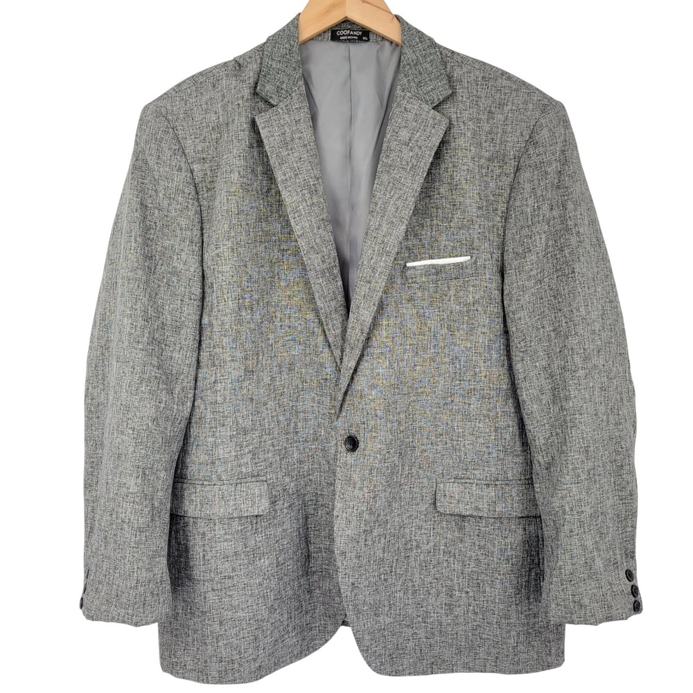 Coofandy Sport Coat Blazer Mens 3XL Gray Casual One Button Suit Jacket Hoco